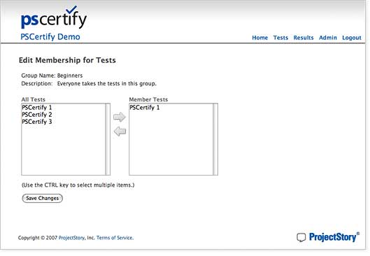 screenshot showing how to eidt membership for tests