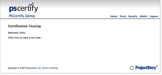 a screen shot of the PSCertify home page